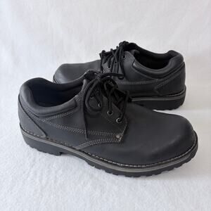 State Street Mens 12 Black Leather Oxford Comfort Daily Loafers Lace Up